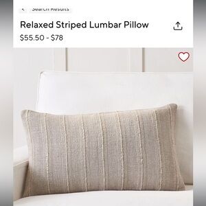 Pottery Barn Pillow Cover Relaced Stripe Lumbar Pillowcase Flax color